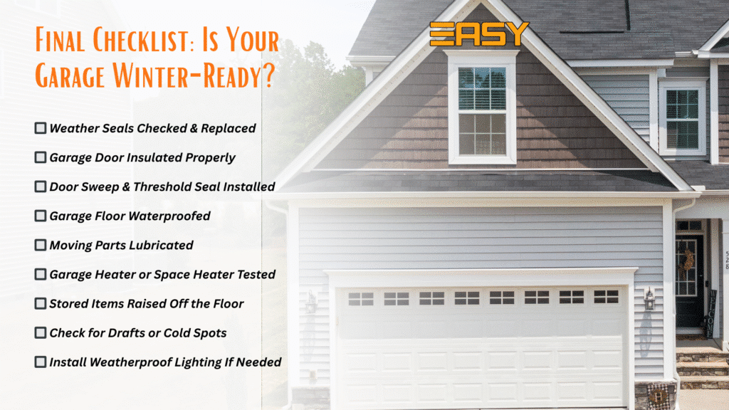Checklist of preparing garage door for cold weather