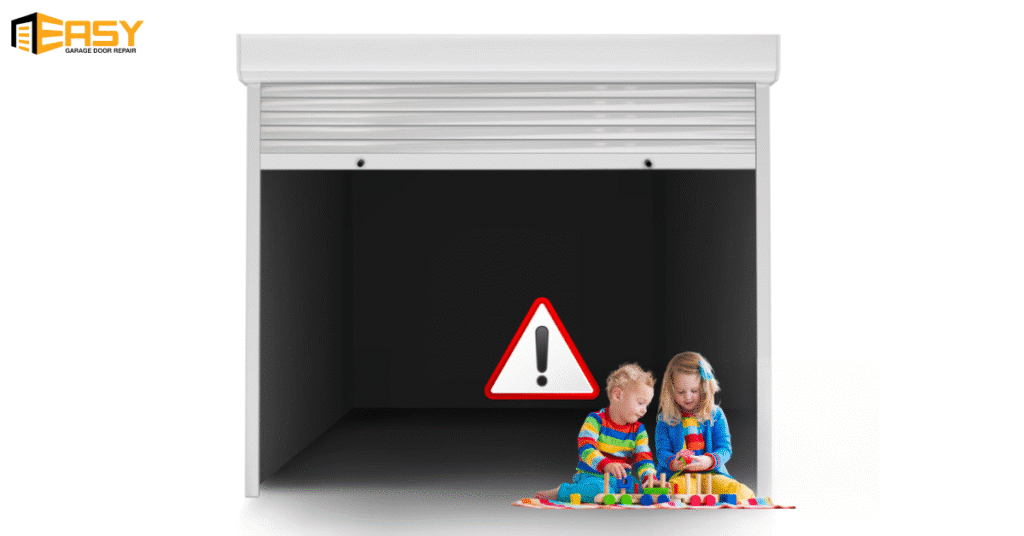 warning for kids playing near garage door