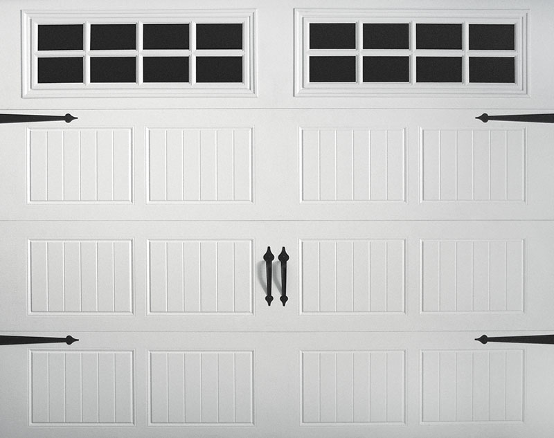 White carriage style garage door with windows