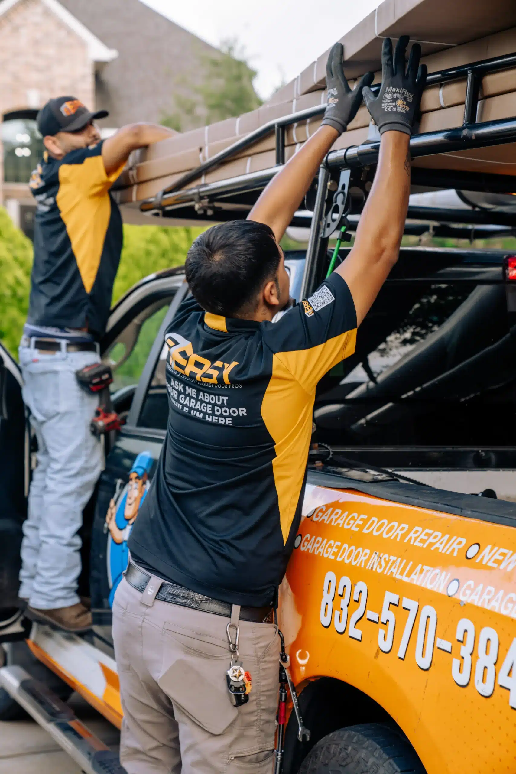 garage door repair in progress