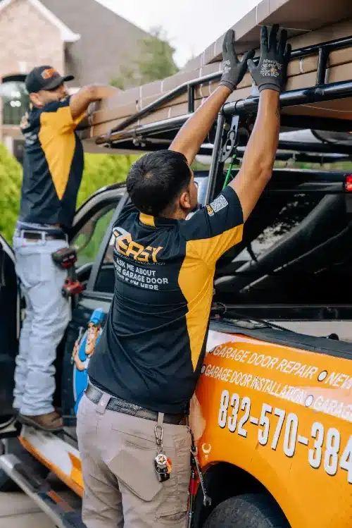 garage door repair in progress
